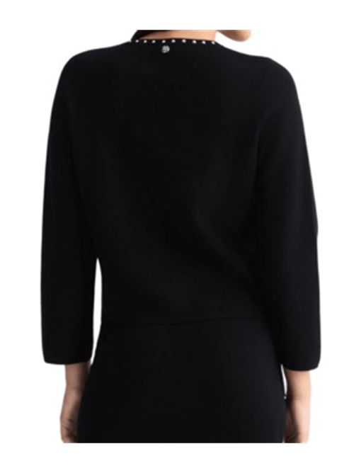 giacca donna maglia manica lunga borchiette misto viscosa nera LIU JO | WA5384-MS99E22222